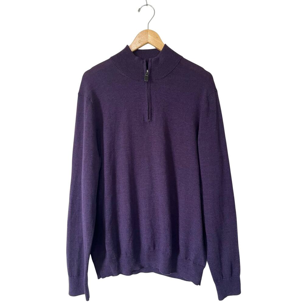 Banana Republic Wool Blend 1/4 Zip Sweater Pullover Black Mens Size Large
